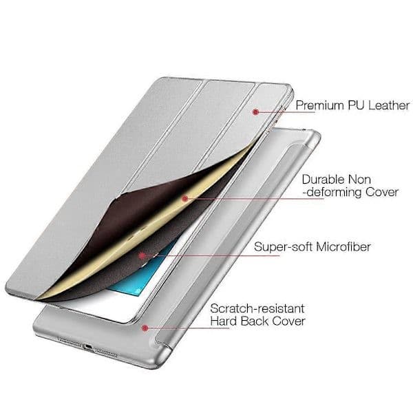 Skyddsfodral för iPad Mini 3/2/1 - Slim Smart Case, Matt Baksida - Silver