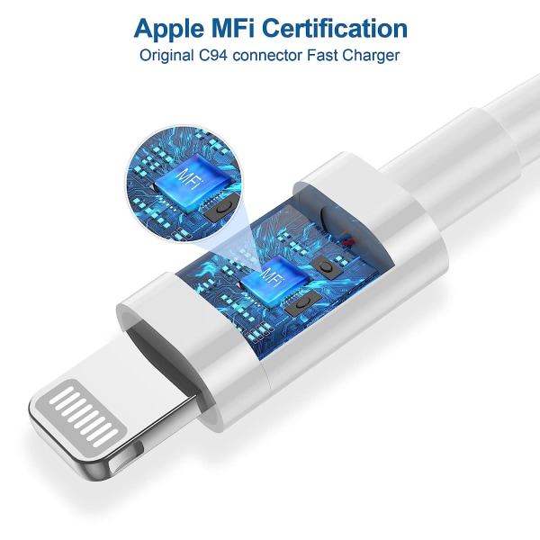 USB C till Lightning-kabel [Apple Mfi Certified] 4Pack 3Ft