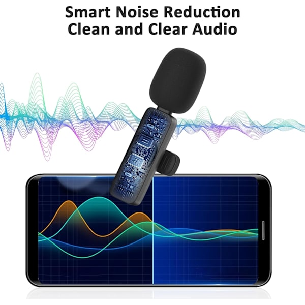 Trådlös Lavalier Slagmikrofon för iPhone Android Telefon Laptop - Bluetooth Mini Mikrofon med USB C Gränssnitt för YouTube Tiktok Videoinspelning