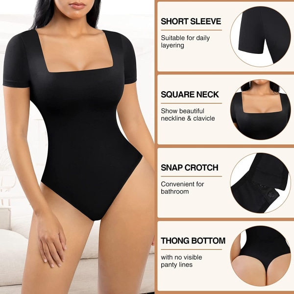 Shapewear Body för Kvinnor Tummy Control Toppar Sömlös Black3 L