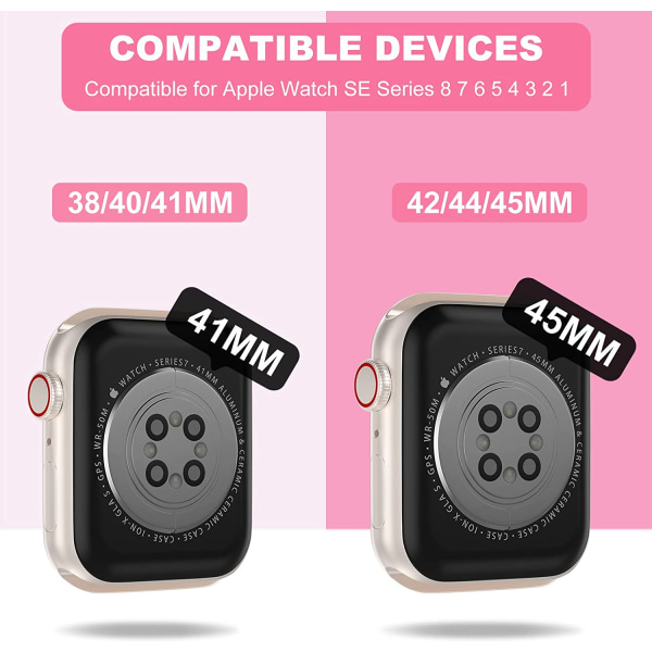 Kompatibel med Crystal Clear Apple Watch-band, 45 mm 44 mm GlitterPink 42/44/45mm