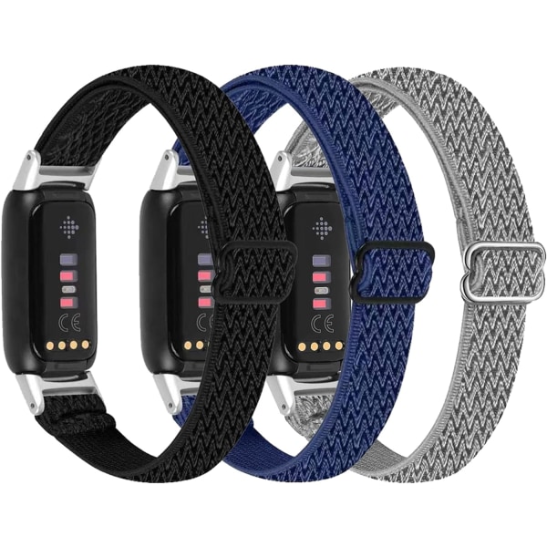 3-pack nylonband kompatibel med Fitbit Luxe, elastiskt klockarmband