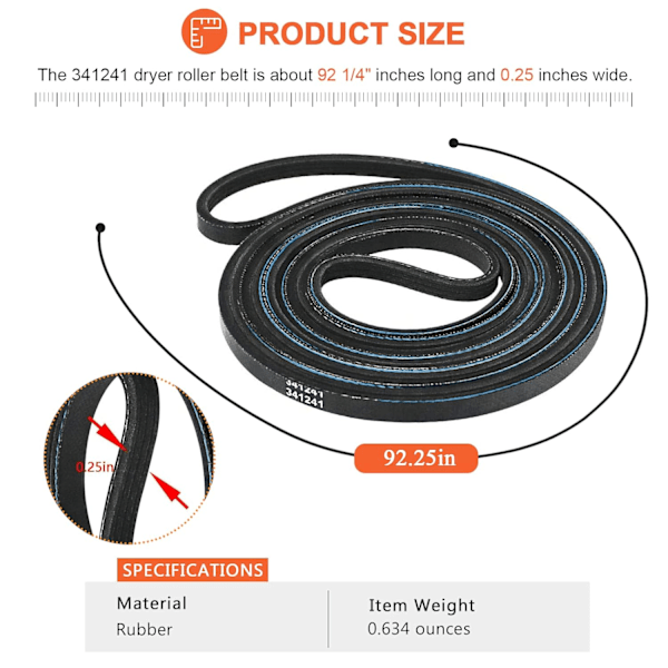 Torktumlare Trumdrivrem av Replacement för Whirlpool Torktumlare - Ersätter 8066065 AP2946843 W10127457 PS346995