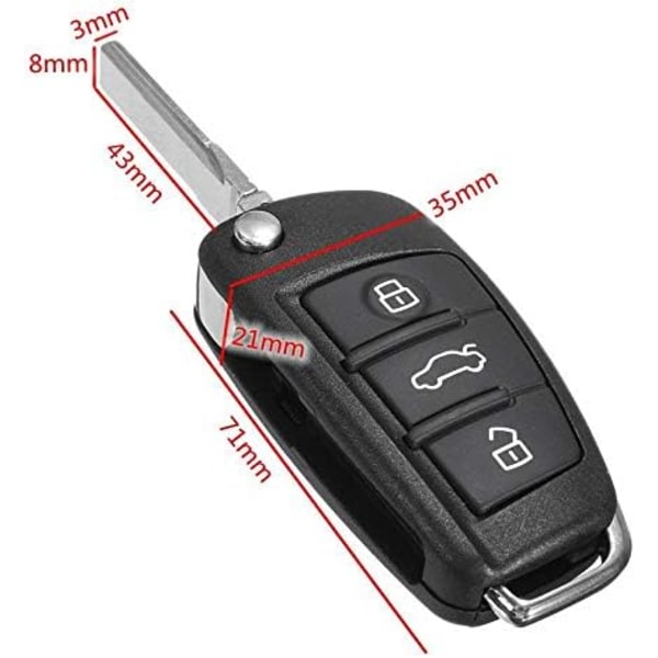 Nyckellös Fjärrkontroll Nyckelbricka A3 A4 A6 A8 TT Q7 S6, 4-Knapps Fjärrkontroll Ersättning för MYT8Z0837231, 4D0837231E, 4D08372