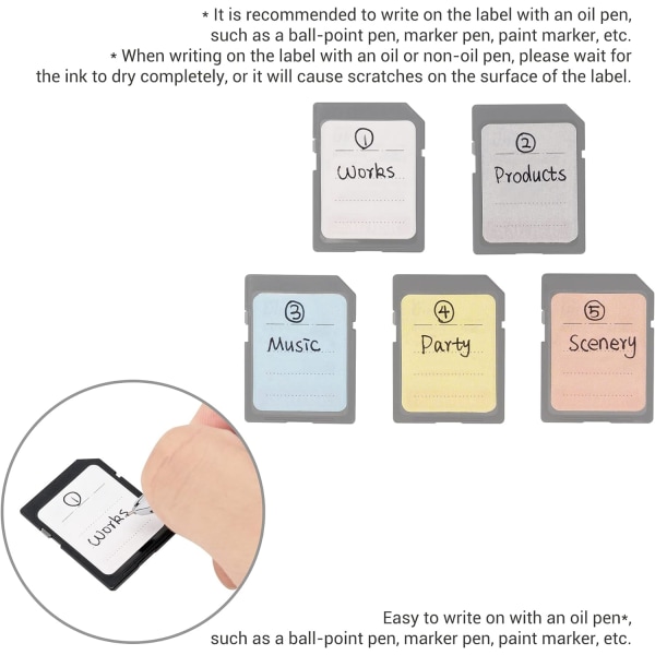 120 SD-minneskortsetiketter, självhäftande etiketter för SD XQD