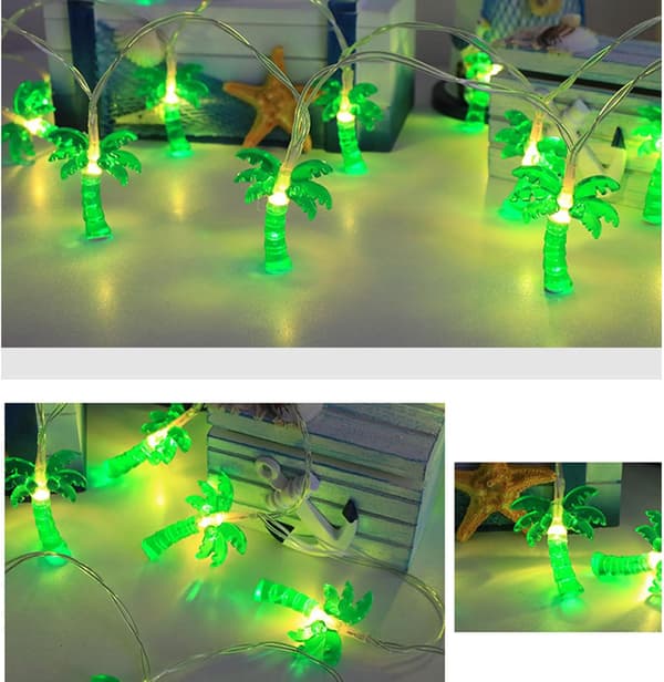 -palm tree string, 3 m, 20 LED, 3D crystal, green palm trees, battery-operated light string, summer string for Hawaiian party, summer parties, beach