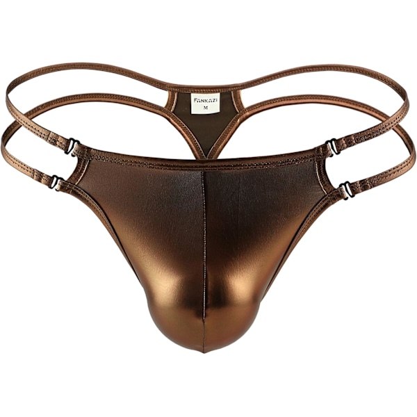2025 Senaste Modell Herr Glänsande Metallisk G-String Tanga T-Back Jockstrap Sexiga Underkläder Kaffe Stor