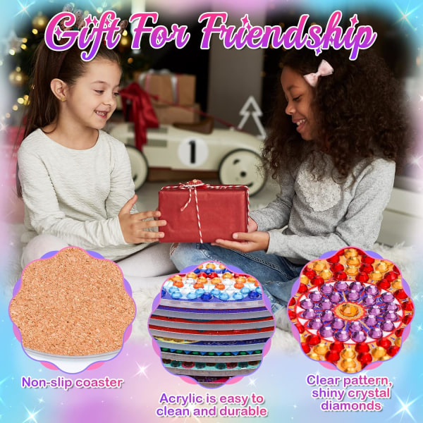 Barn hantverkssatser för 8-12-åriga flickor presenter - Diamond Art Coasters och Diamond Coasters Set