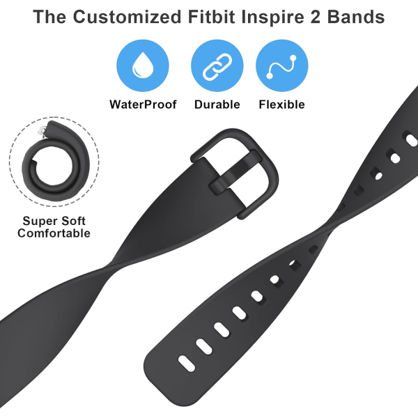 Sportersättningsarmband i mjuk silikon för Fitbit Inspire 2 (kvinnor/män)