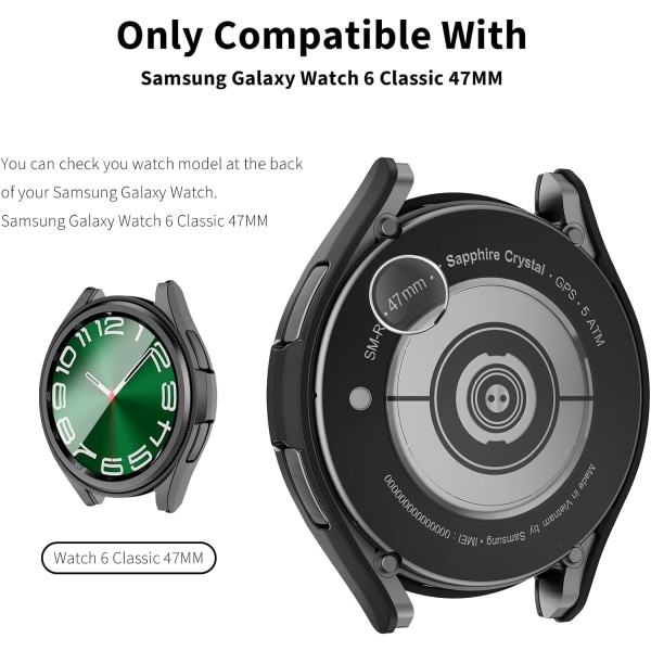 3+3- case för Samsung Galaxy Watch 6 Classic 47 mm skärm