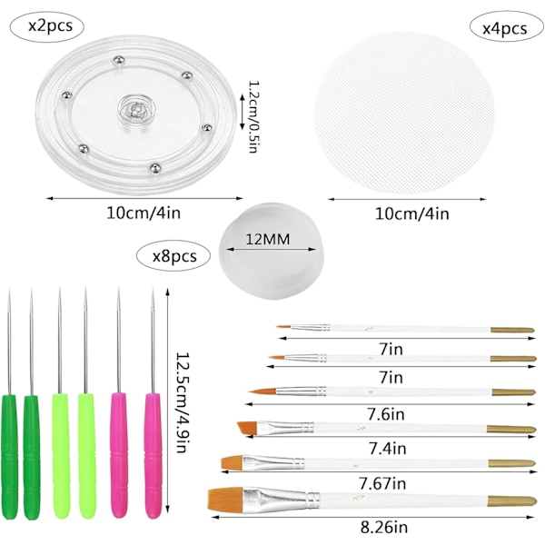 Kakdekorationskit - 26 delar inklusive kakturntable, spetsnål, silikonnät, dekorationsborstar, gummifötter