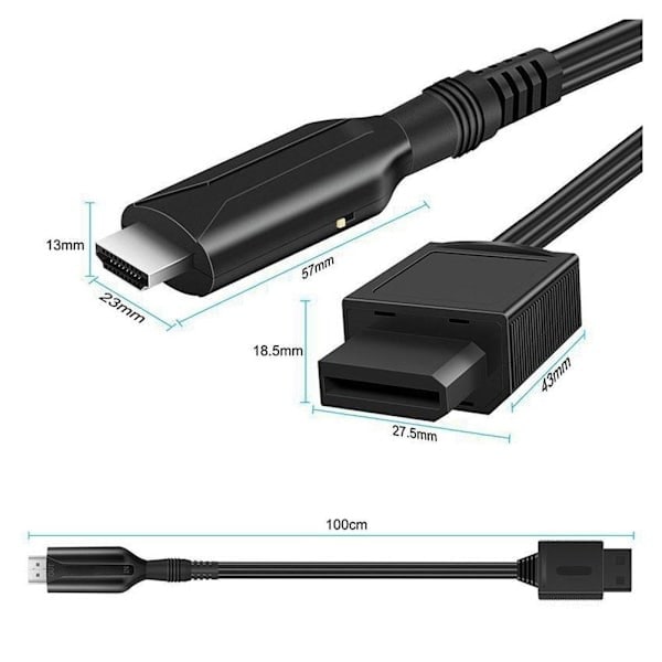 Wii till HDMI-adapterkabel, Wii 2 HDMI-adapter, stöder Full HD-spel.