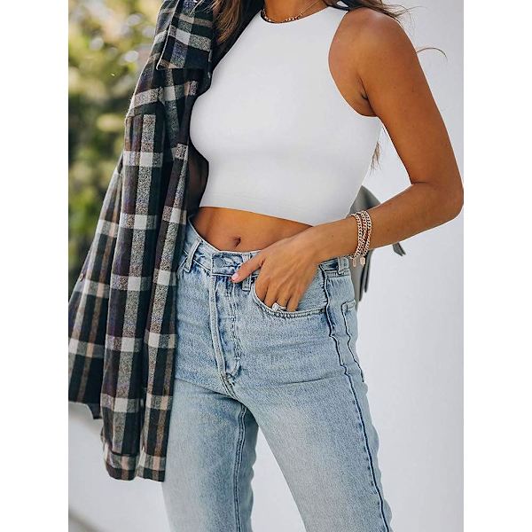 2025 Senaste Modell Dam Sexig Ärmlös Racerback Linne Halterneck Crop Tops