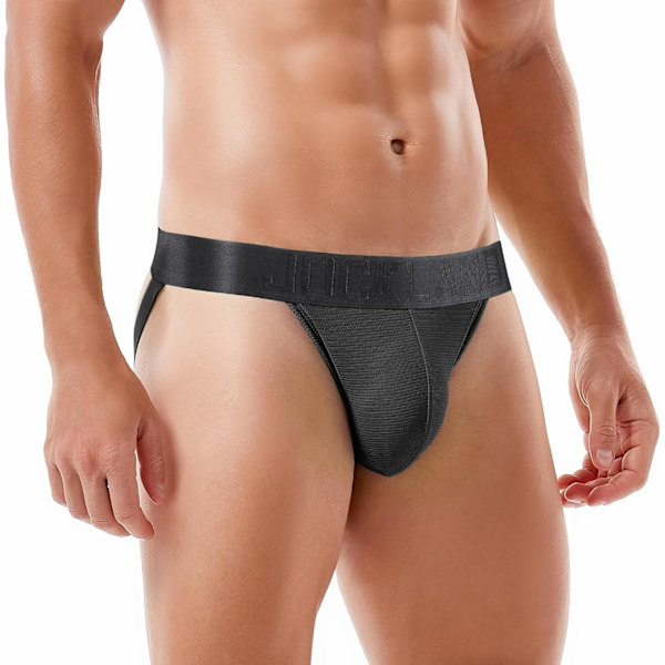 2025 Senaste Modell Jock Strap Stringtrosor, Sexiga Kalsonger Underkläder för Män Atletiska Stödjande Trosor Svart X-Large