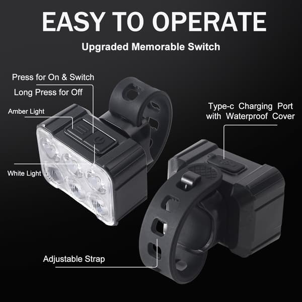 USB Laddningsbart Cykellampa Set - Super Ljus Fram och Bak