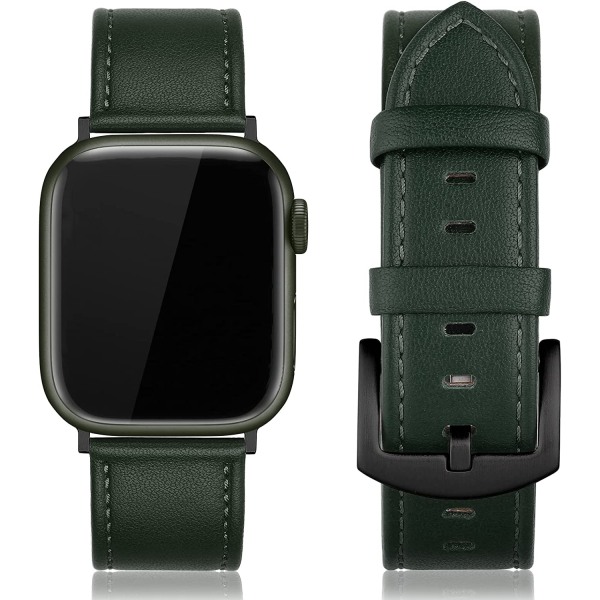 Läderband kompatibel med Apple Watch 45mm 42mm 44mm Mountain Green 42/44/45 mm