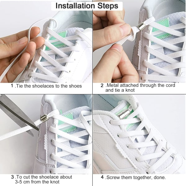 4 par utan knytsnören elastiska skosnören för träningsskor - Lås knytfria skosnören för sport- och sportskor