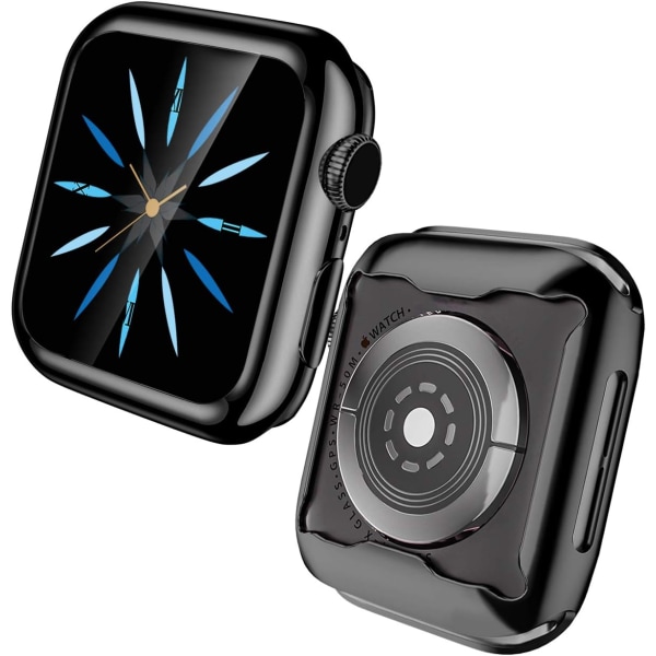 3-pack kompatibel med Apple Watch case 42 mm, hel skyddsskärm Black/Rose Gold/Clear 42mm