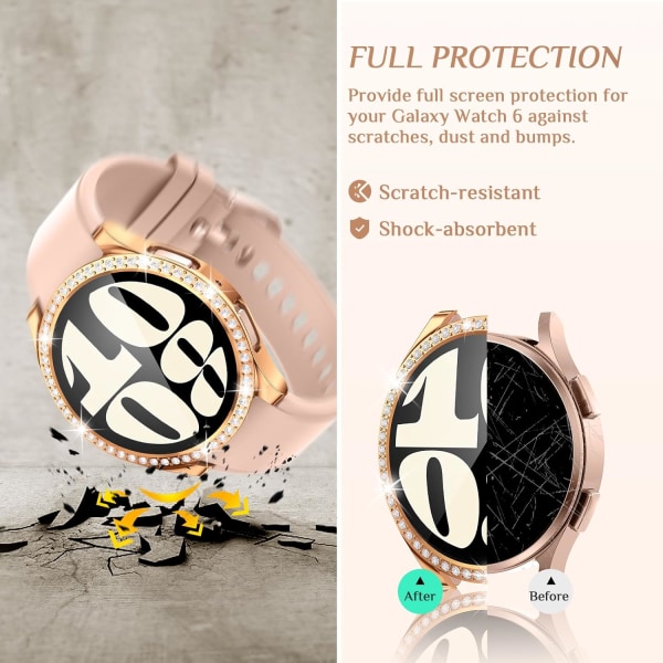 3-Pack Bling Case för Samsung Galaxy Watch 6 Skärmskydd 40mm,