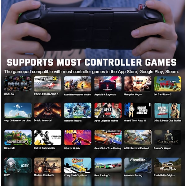 2025 Seneste Model Telefon Controller til iPhone, Android, trådløs Game Joystick med Hall Effect Joystick/Turbo, Gaming Controller til iPho
