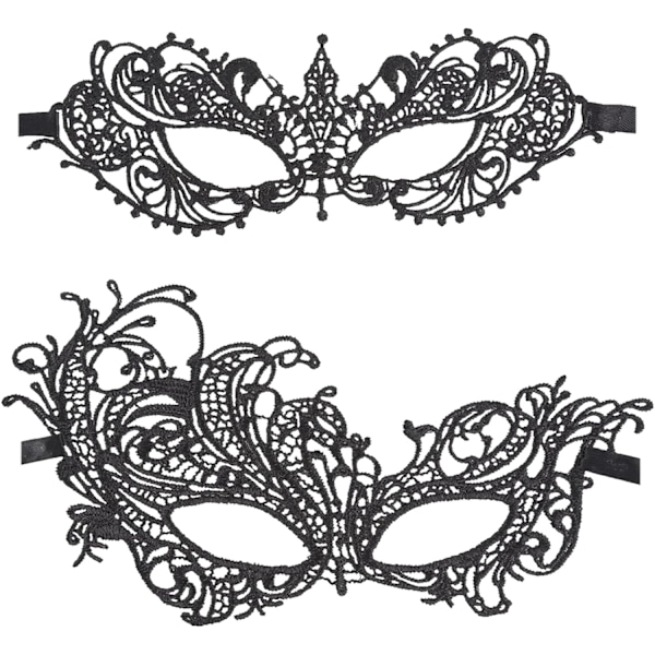 2025 Senaste Modell 2 Stycken Sexiga Maskeradmasker för Damer Spets Ögonmask Party Mask för Maskerad Kostym Halloweenfest