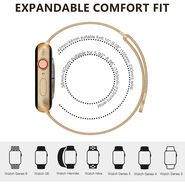 Kompatibel med Apple Watch Band Series Ultra SE 8 7 6 5 4 Gold 38mm/40mm/41mm