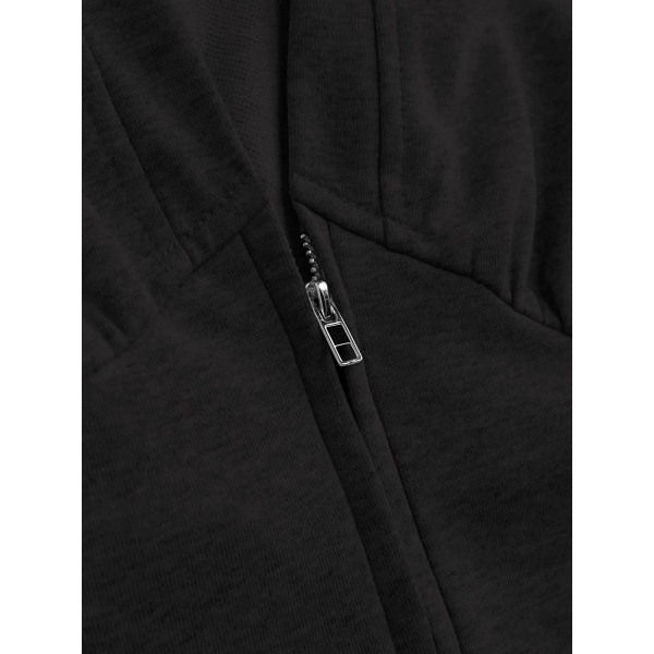Kvinnor Halv Dragkedja Korsett Crop Sweatshirt Hoodie Solid Deep Black XL