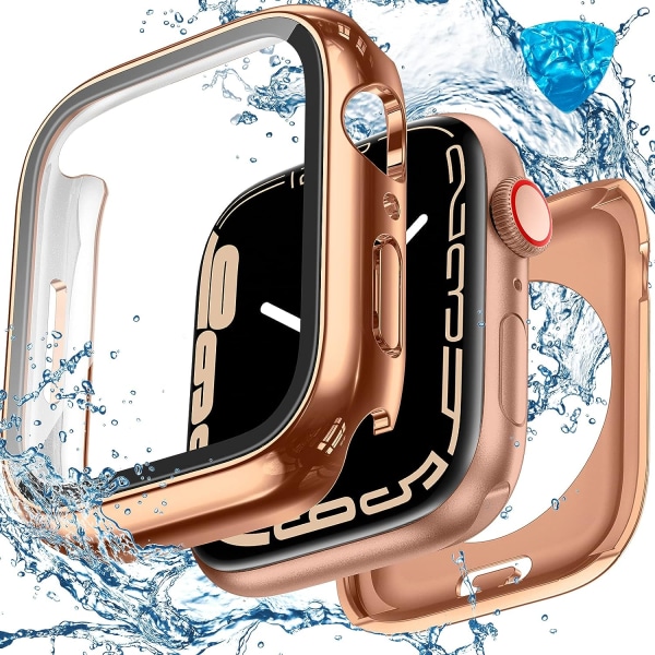 [2 i 1] Vattentätt skärmskydd för Apple Watch Pating/Rosegold 40mm