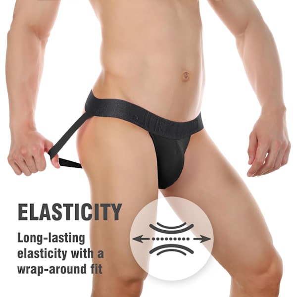 2025 Senaste Modell Jock Strap Stringtrosor, Sexiga Kalsonger Underkläder för Män Atletiska Stödjande Trosor Svart X-Large