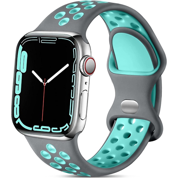 Sportband kompatibel med Apple Watch 44mm 45mm 42mm Gray/Teal 42mm/44mm/45mm/49mm M/L