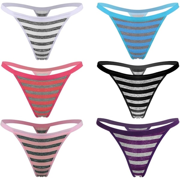 2025 Senaste Modell Damtrosor Bomull Trosor 6-pack G-String Randig Large-X-Large