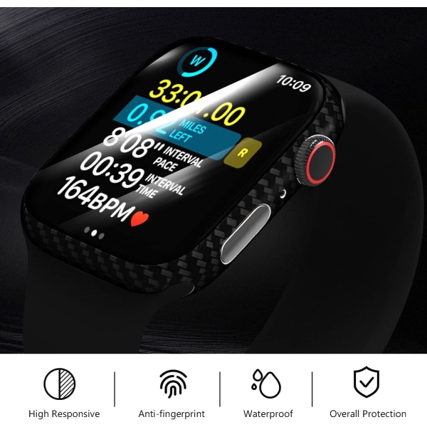 för Apple Watch 44 mm Bumper Case med skärm Carbon Fiber 44mm