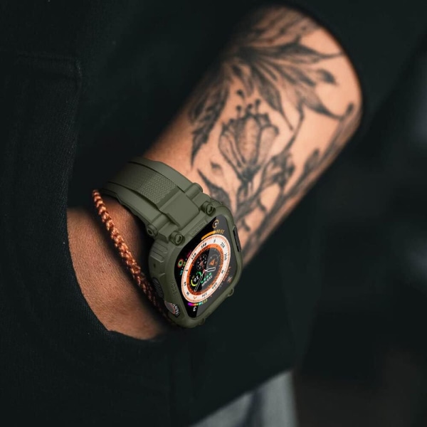 Fodral och skärmskydd kompatibelt med Apple Watch Army Green 49mm