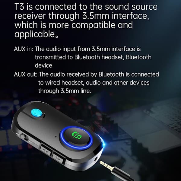 Trådløs Bluetooth-sender/mottaker håndfri AUX