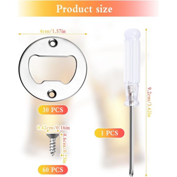 30 st Flasköppnare Insatser - Rostfritt Stål med Skruvar och Skruvmejsel för DIY Hartsformar