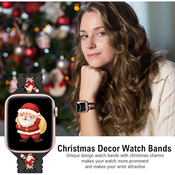 Julband till Apple Watch Kompatibelt med 38mm Black/Santa Claus 42mm/44mm/45mm/49mm