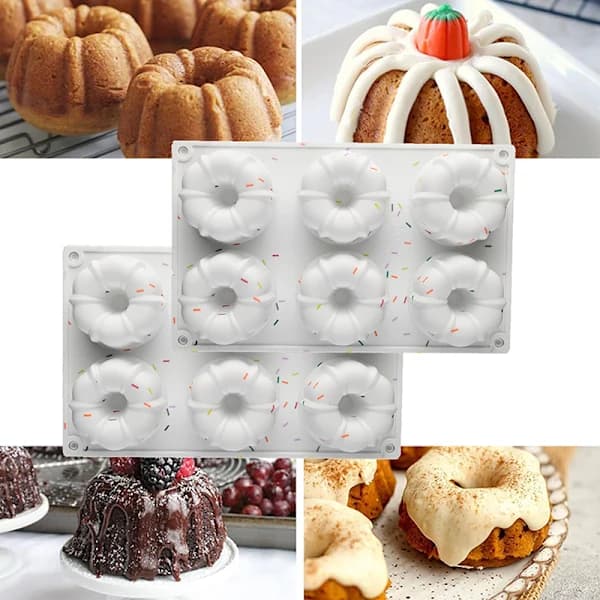 2 stk Mini Bundt Kakeform Hvit