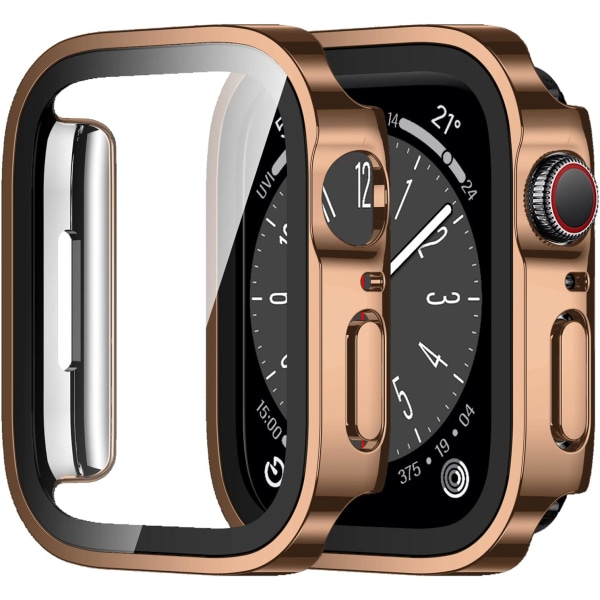 2-pack fodral kompatibelt med Apple Watch Series 8 Rose Gold/Clear 45mm