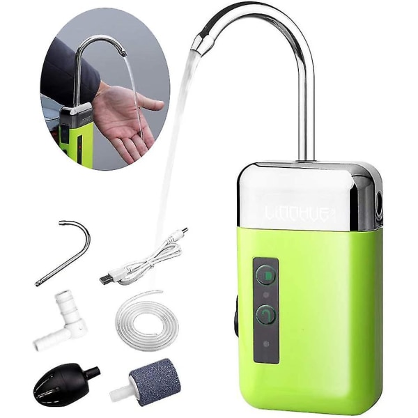 Utomhus Bärbar Mini Luftpump Luft Sten Tube Luft 3-i-1 Sensor USB Laddning Automatisk multifunktionell LED-belysning för fiske