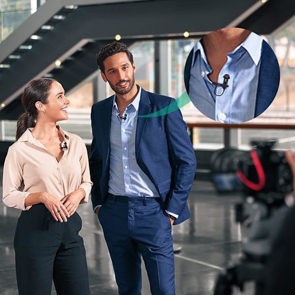 2-pack Lavalier-mikrofon kompatibel med DJI Mic 2 & Rode Wireless Pro/Wireless GO 2 / II-sändare - Rundstrålande Lav Lapel Wearabl