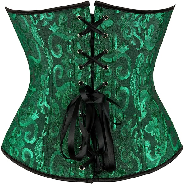 Kvinnors Bustier Korsett Topp Sexig Lingerie Set Svart Satin Black Green 6XL