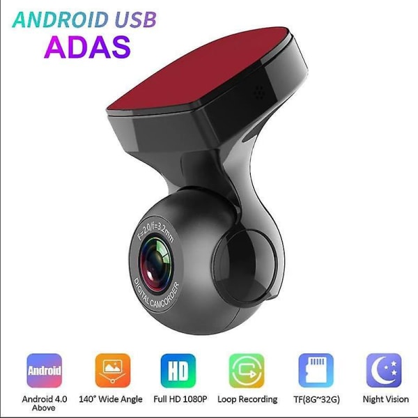 Hd Mini Wireless Car Dvr Night Vision Bilkamera Wifi Bil vidvinkel körinspelare Android USB körkamera med Adas