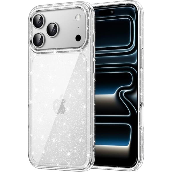 Glitterdeksel til iPhone 17 Pro 6,3-tommer, støtsikkert og glitrende design, søtt og glitrende, egnet for kvinner og jenter