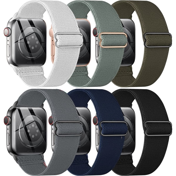 6-pack elastisk nylon för Apple Watch -band 6pcs 5 41mm/40mm/38mm
