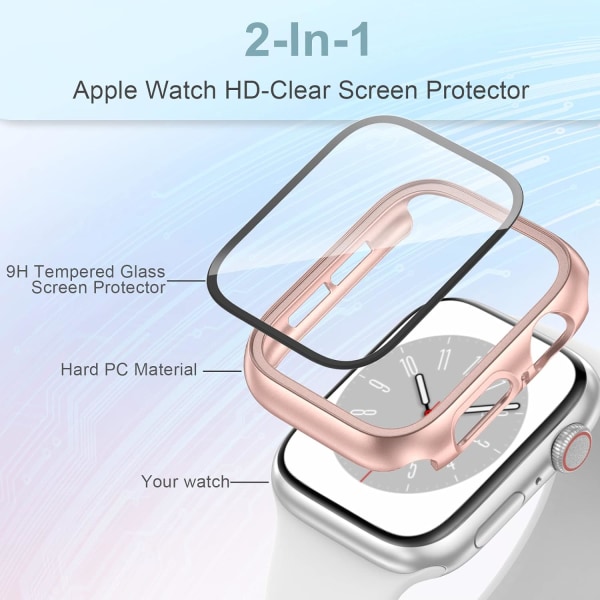 [3-pack] Fodral för Apple Watch Series 9/8/7 41 mm med härdat glas