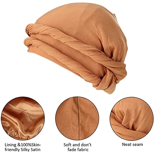 Halo Turban Durag för Män, Svart Turban Män Halo Huvudband Orange