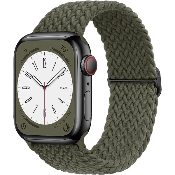 Flätad Solo Loop kompatibel med Apple Watch Band 38 mm Army Green 38/40/41mm