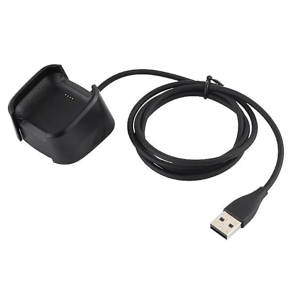 Til Fitbit Versa 2 Oplader Dockingstation Base Stand Holder med 1m Opladerkabel (Sort)