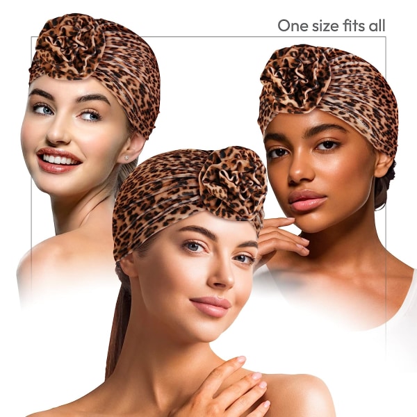 X Keyshia Cole Toppknut Turban Ritzy Sammet Turban Huvud Leopard