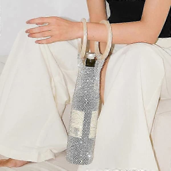 Skinnende diamant-rhinestone vinpose elastisk netting solid håndtak bryllupsgaver - god hvit